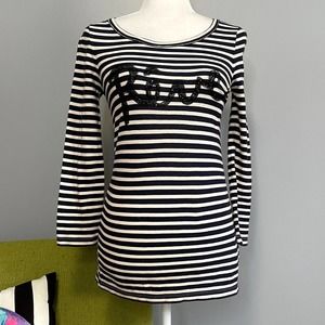 J Crew Reve Navy Blue White Striped Long Sleeve Top NEW XS Cotton Linen